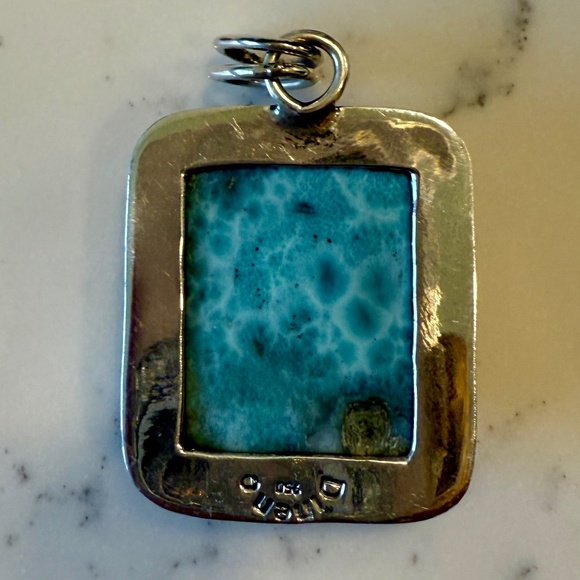 Large Natural Larimar Sterling Silver Pendant. - Picture 5 of 8